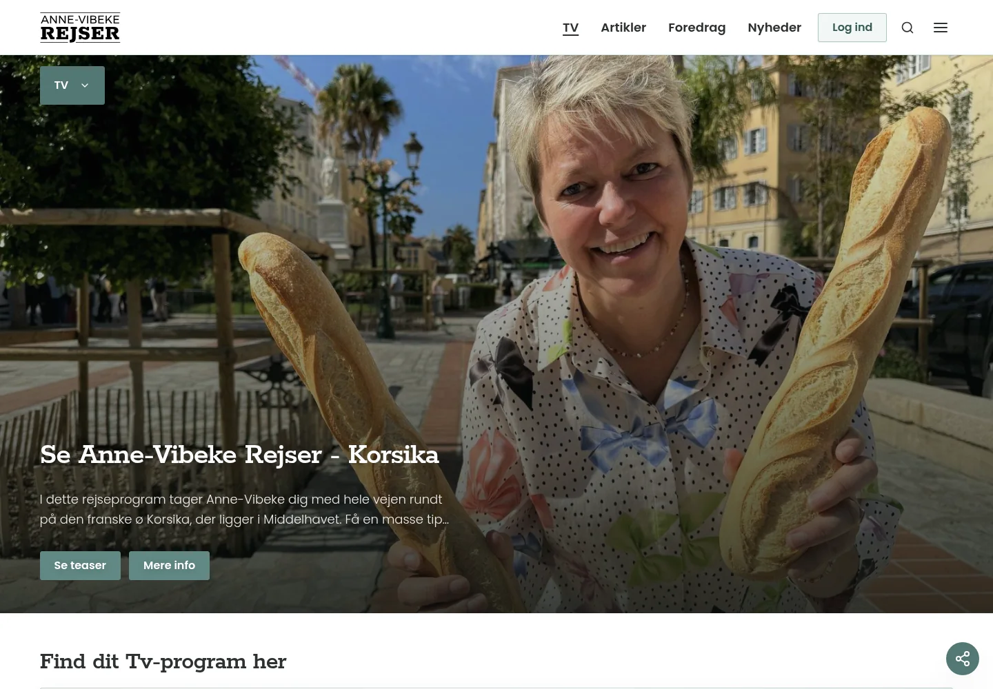 Den nye Anne-Vibeke Rejser platforms TV-side med Anne-Vibeke på Korsika