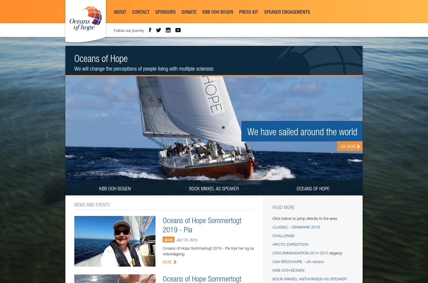 Oceans of Hopes oprindelige website på sailingsclerosis.org