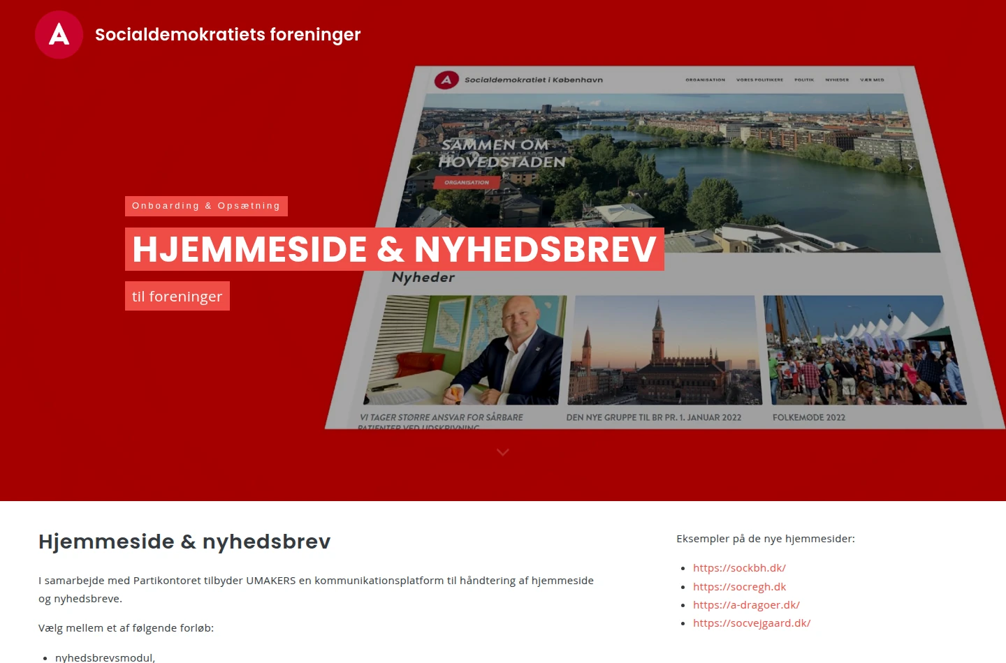 Socialdemokratiets foreningsplatform med hjemmeside og nyhedsbrev